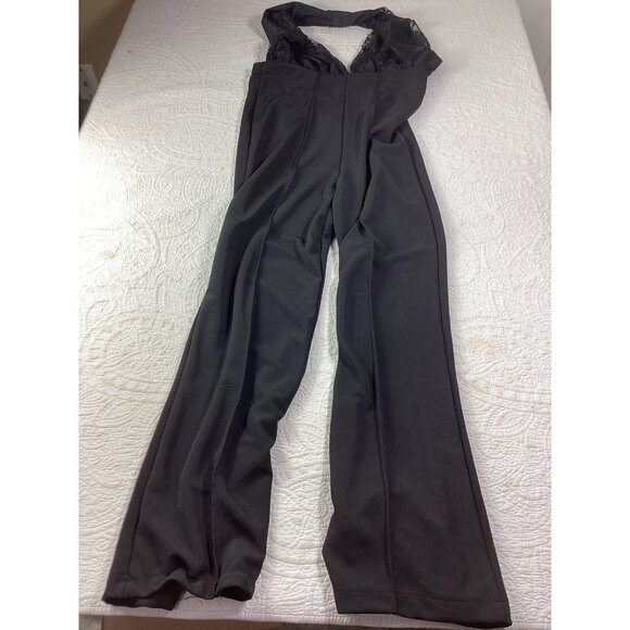 Black Lace Halter Jumpsuit With Flared Legs*Medium Qinxiang*High-End Fashion*NWT - Picture 1 of 6